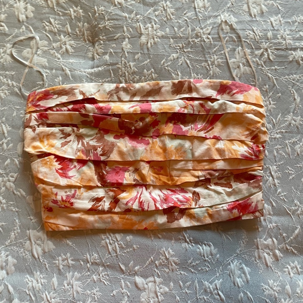Abercrombie & Fitch floral Top Blouse medium summer tube top strapless